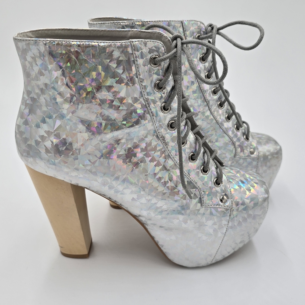 Jeffrey Campbell Silver Holographic Platform Heels - Picture 10 of 16